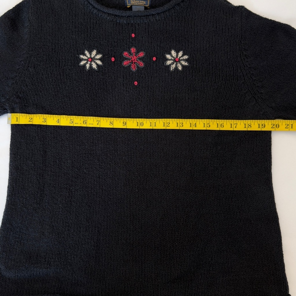 Vintage Woolrich Sweater Womens M Black Floral Embroidered Rolled Collar Cottage - Picture 10 of 11
